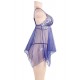 Blue Sheer Mesh Babydoll Lingerie With G String 