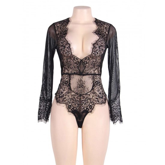 Exquisite Lace Sleeve Teddy