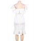 White Off-Shoulder Ruffle Bodycon Mermaid Party Dress