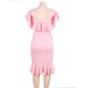 Plus Size Pink Ruffle Off-Shoulder Mermaid Bodycon Dress