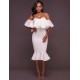 Plus Size White Off-Shoulder Ruffle Bodycon Mermaid Party Dress