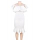 Plus Size White Off-Shoulder Ruffle Bodycon Mermaid Party Dress