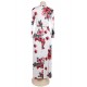 Plus Size Pocket Design Long Sleeve White Floral Maxi Dress