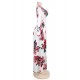 Pocket Design White Floral Long Sleeve Maxi Dress