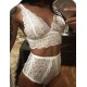 Plus Size White Lace Temptation 2pcs Bralette Lingerie Set