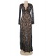 Black Delicate Lace Long Sleepwear Gown