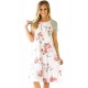 Floral Print White Backdrop A-line Loose T-shirt Dress