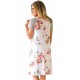 Floral Print White Backdrop A-line Loose T-shirt Dress