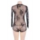 Plus Size Black Exquisite Lace Sleeve Teddy