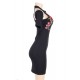 Rose Embroidery Black Mini Bodycon Dress