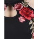 Plus Size Rose Embroidery Black Mini Dress