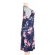 Floral Print Navy Blue Backdrop A-line Loose T-shirt Dress