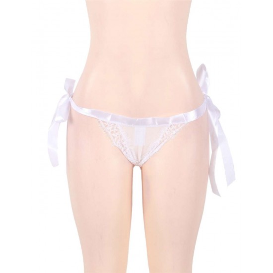 Plus Size Sexy Lace-up White Panty