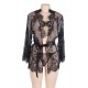 Black Belted Lace Kimono Sleepwear 