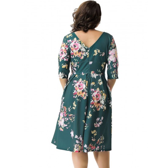 Plus Size Green Printing Fashion Dress