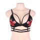 Rose Embroidery Black Double Caged Bralette