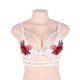 Rose Embroidery White Double Caged Bralette