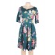 Plus Size Green Printing Fashion Dress