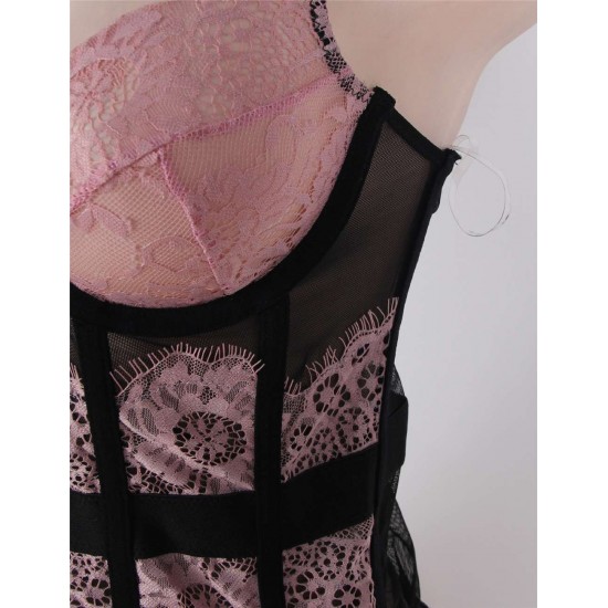 Sexy Pink Lace Corset