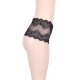 Plus Size Sexy High Waist Floral Lace Black Panty