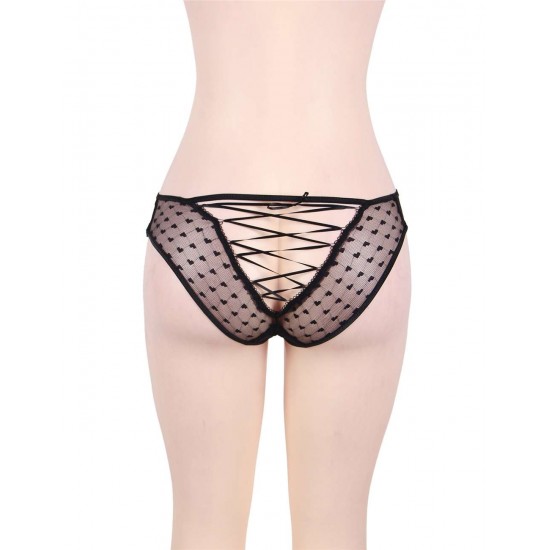 Plus Size Sexy Black Lace Strappy Panty