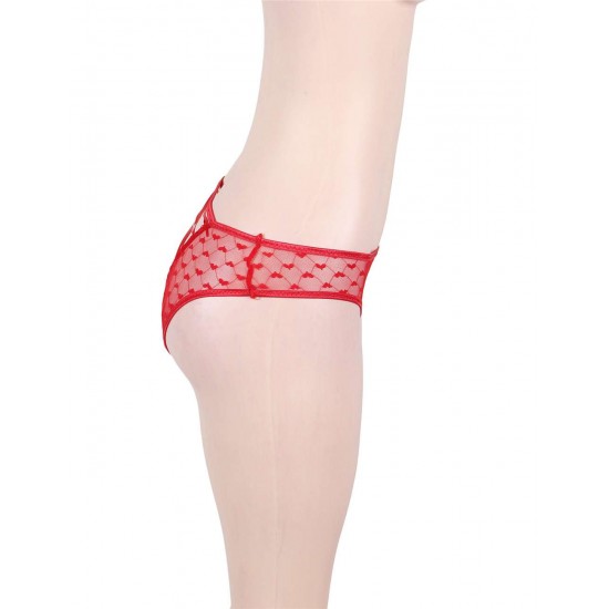 Plus Size Sexy Red Lace Strappy Panty