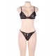 Eyelash Black Lace Sleepwear Lingerie Set