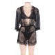 Eyelash Black Lace Sleepwear Lingerie Set