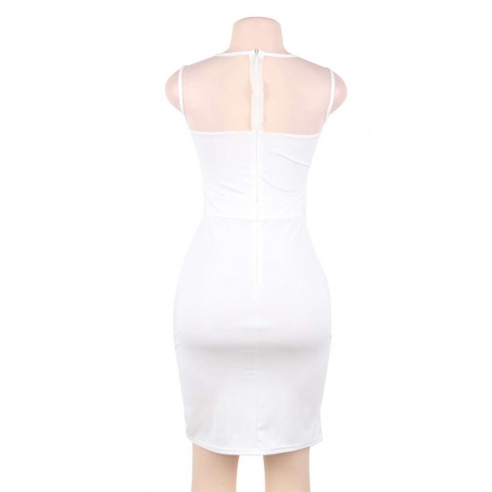 Elegant Embroidery White Bodycon Fashion Dress 