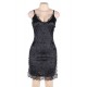 Lace Cami Knee Length Black Bodycon Dress