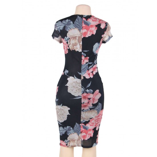 Retro printing Bodycon Fashion Dress