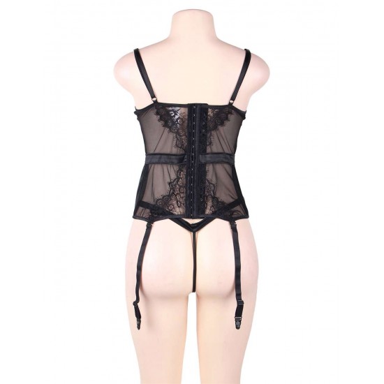 Plus Size Seduction Black Lace Transparente Sexy Babydoll