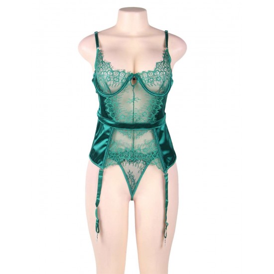 Plus Size Seduction Green Lace Transparente Sexy Babydoll