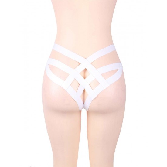 White Cage Bandage Brief Thong