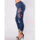 Plus Size Top Design Embroidery  Ripped Women Jeans 