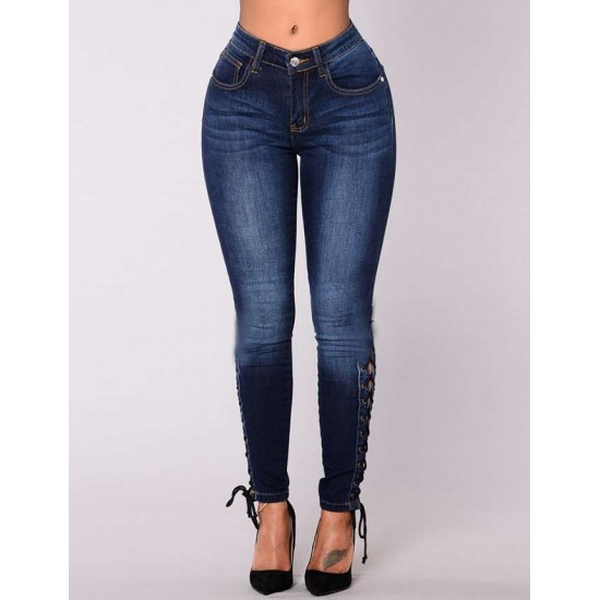 Plus Size Frenulum decoration Women Jeans 