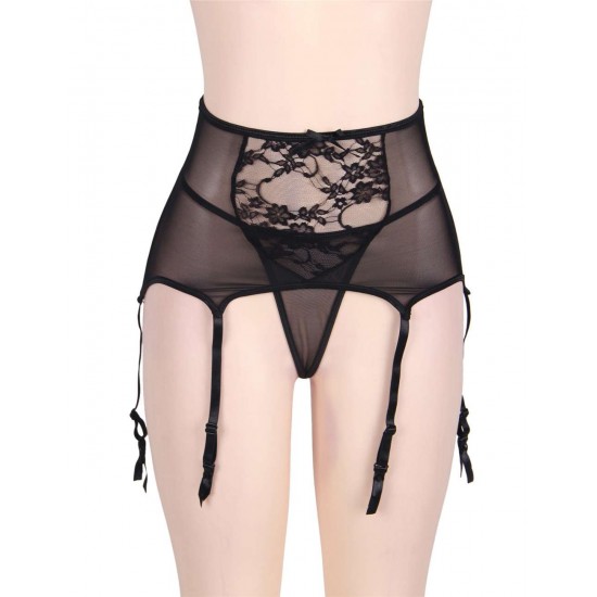 Plus Size Black Sexy Lace Garter Panty