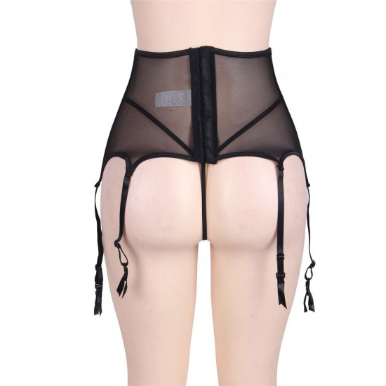 Plus Size Black Sexy Lace Garter Panty