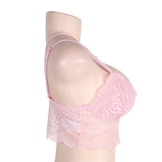 Plus Size Pink Seductive Strappy Lace Bralette Top