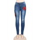 Plus Size Top Design Embroidery  Ripped Women Jeans 