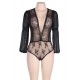 Plus Size Exquisite Black Lace Sleeve Teddy