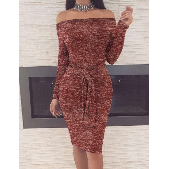 Long Sleeve Off-Shoulder Bodycon Dress