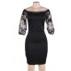 Black Off-Shoulder Embroidery Bodycon Dress