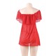 Plus Size Valentine's Day Style Red Off-Shoulder Lace Sexy Babydoll