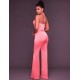 Pink Wide Leg Halter Jumpsuit