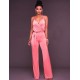 Pink Wide Leg Halter Jumpsuit