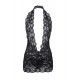 Black lace Deep V Collar Chemise Dress