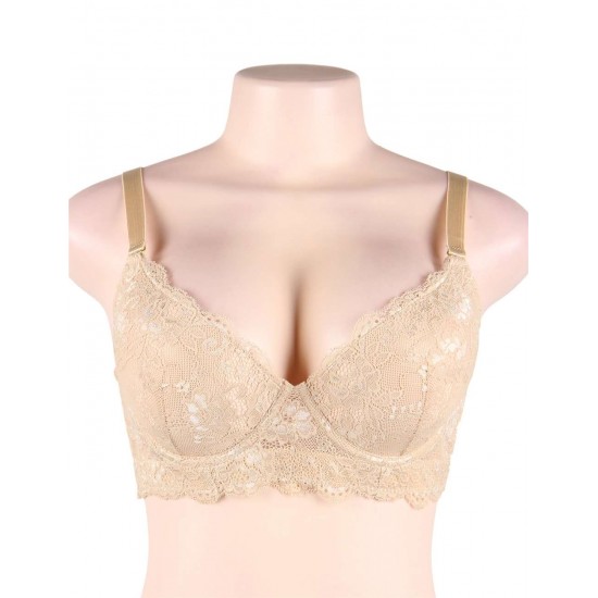 Beige high-quality lace comfortable T-shirt bra