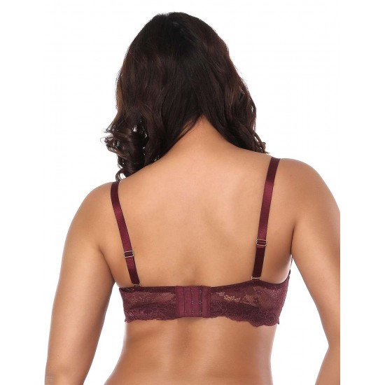 Wine Red high-quality lace comfortable T-shirt bra