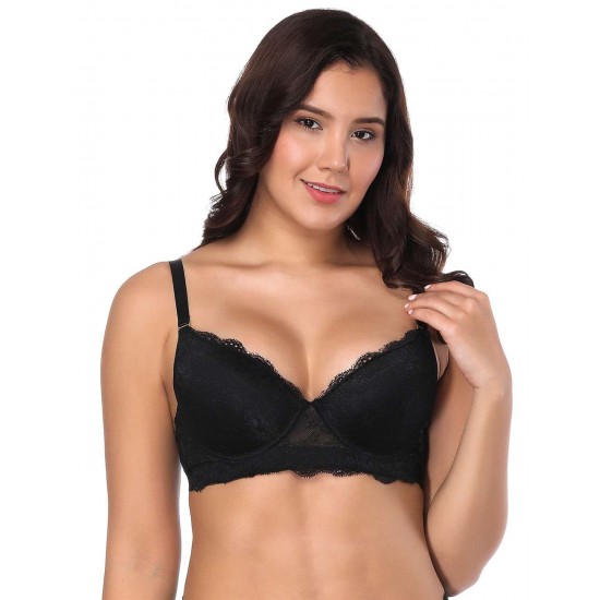 Black high-quality lace comfortable T-shirt bra